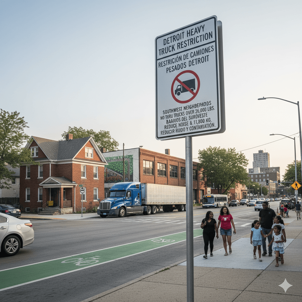 Detroit restringe el paso de camiones pesados en barrios del suroeste para reducir ruido y contaminación